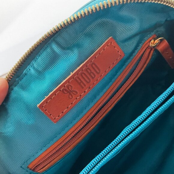 HOBO Crossbody Bag Nash Cracked Glass Leather Moody Blues Teal Boho Coastal - Picture 12 of 15